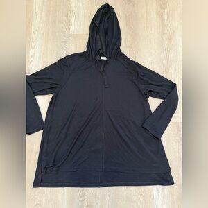 LOGO Lounge by Lori Goldstein Hooded Hi Lo Tunic, Black, L